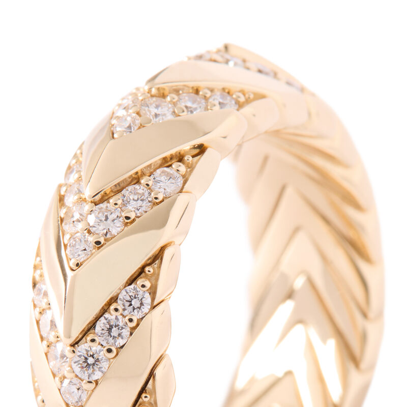 Diamond Tapered Dome Ring, 14K Yellow Gold Size 8.5 image number 1