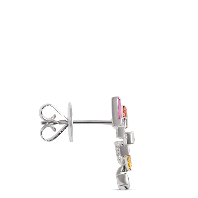 Baguette Rainbow Sapphire Earrings, 14k White Gold image number 1
