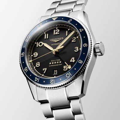 Longines Spirit Zulu Time Anthracite Dial Watch, 39mm