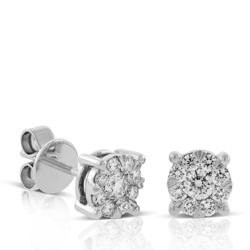 Cluster Diamond Earrings 14K, 1/2 ctw. image number 1