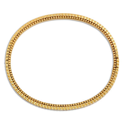 Classic Round and Baguette Diamond Bangle, 2 Carat Total Weight, 18K Yellow Gold