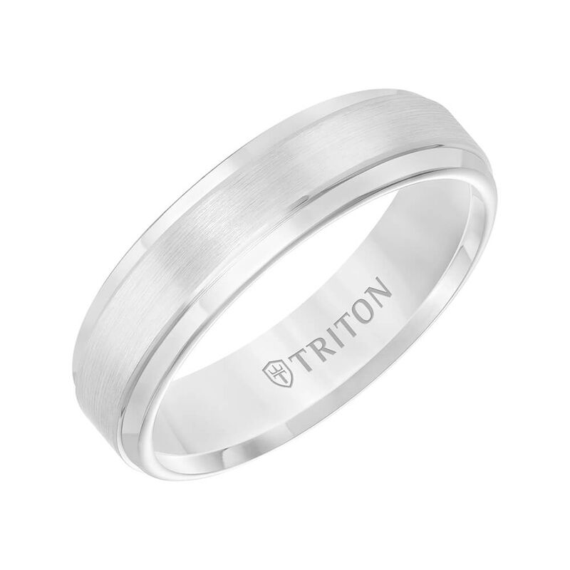 TRITON Contemporary Comfort Fit Satin Finish Band in White Tungsten, 6 mm image number 1
