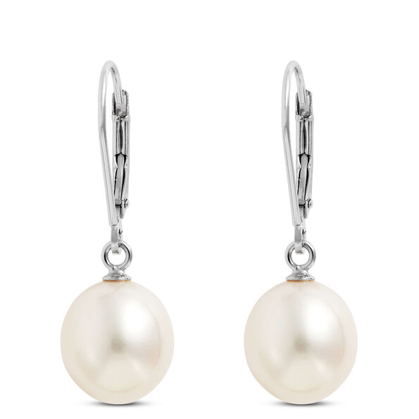 Freshwater Cultured Pearl Drop Earrings,14K White Gold