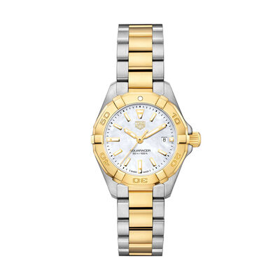 TAG Heuer Aquaracer Quartz Ladies Mother of Pearl Steel & Yellow Gold Plated Watch