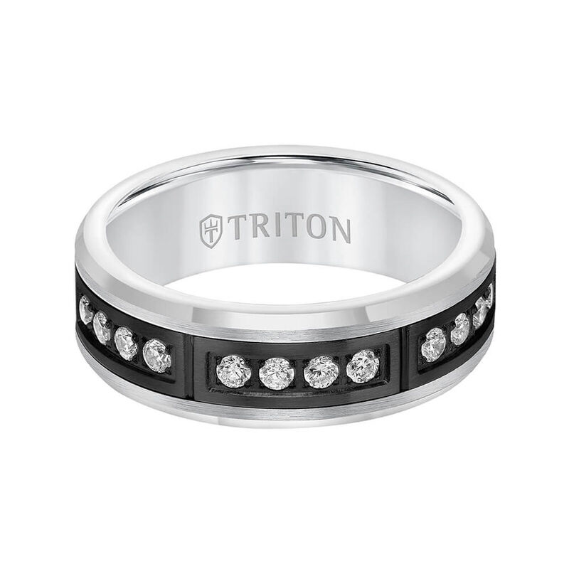 TRITON Stone Comfort Fit Channel Set Diamond Band in Tungsten, 7 mm&nbsp; image number 1