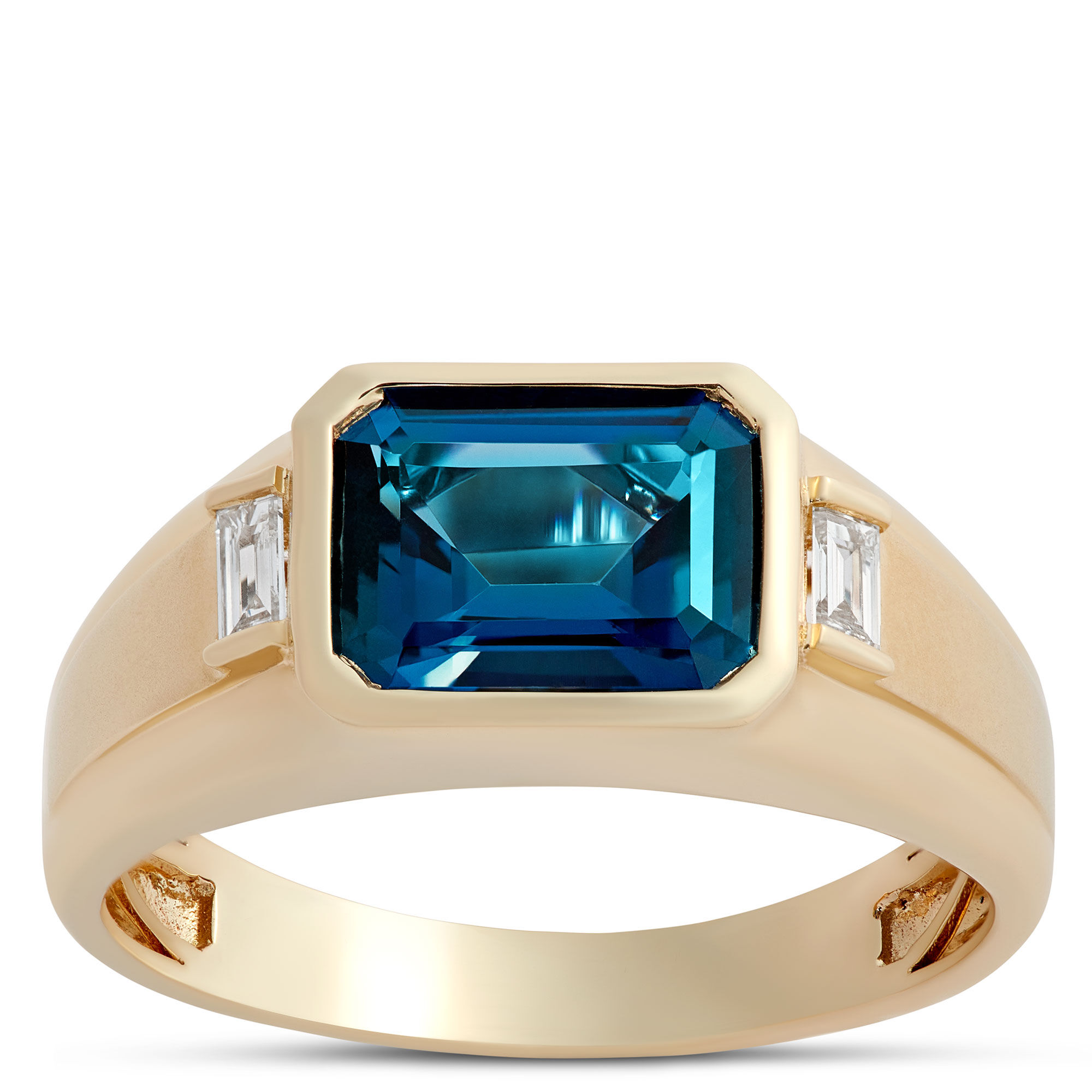 Emerald Cut Blue Tourmaline Ring, 14K Yellow Gold