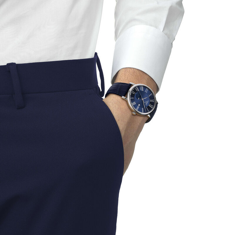 Tissot Carson Premium Gent Moonphase Blue Steel Watch, 40mm image number 1