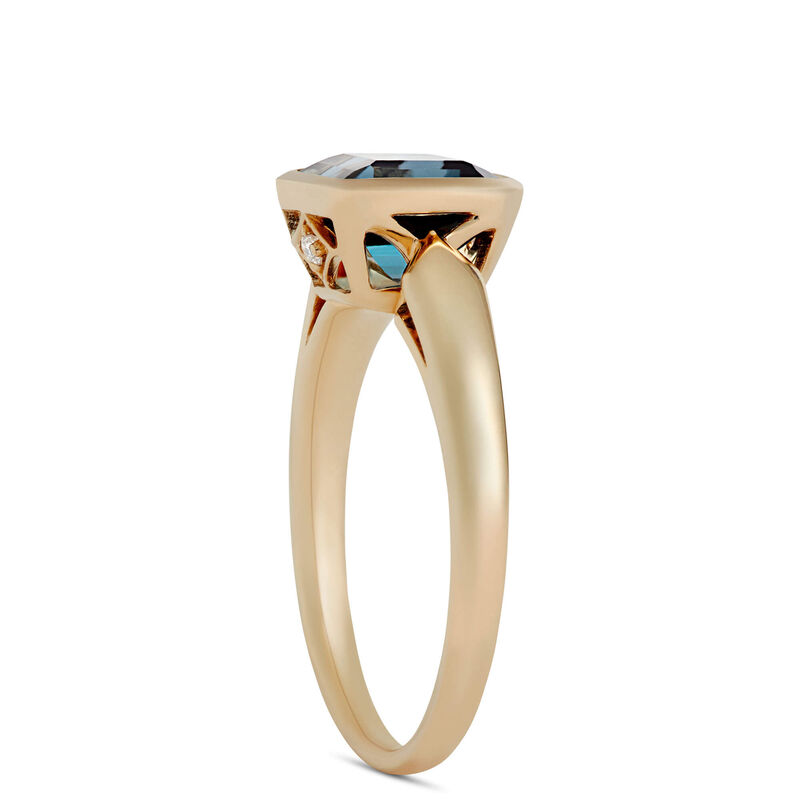 Octagon Blue Topaz Ring, 14K Yellow Gold image number 1