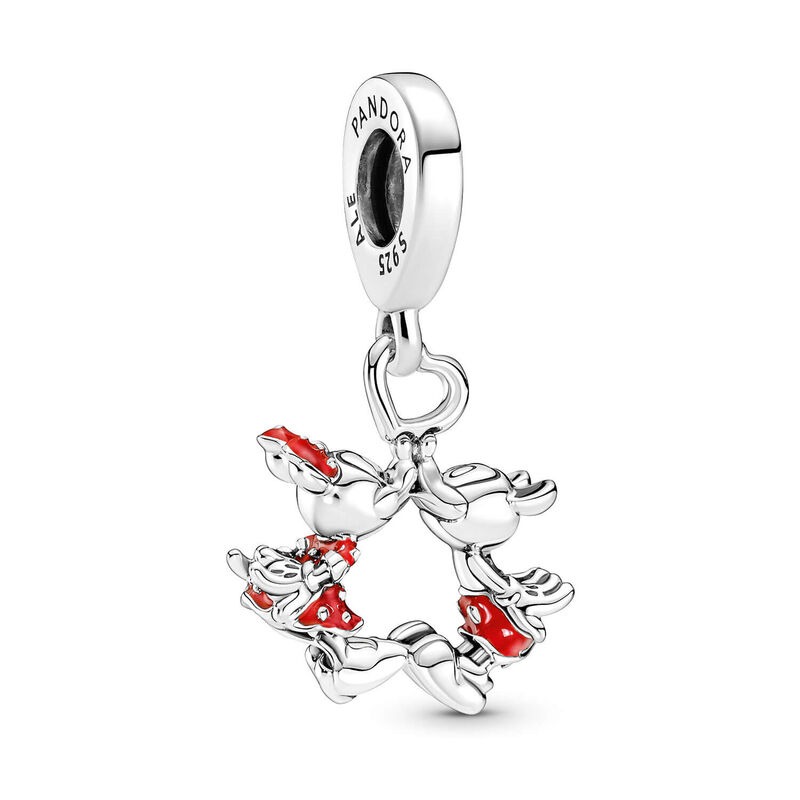 Pandora Disney Mickey Mouse & Minnie Mouse Kissing Dangle Charm image number 0