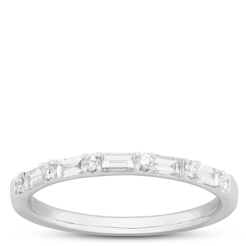 Baguette & Round Diamond Band 14K image number 0
