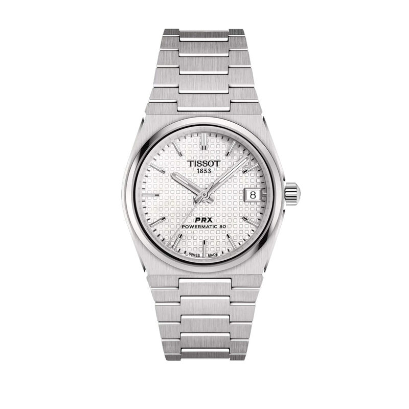 Tissot PRX Powermatic 80 Watch White and Mother of Pearl Dial Steel Bracelet, 35mm image number 0