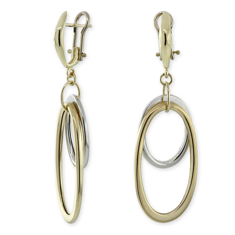 Toscano Two-Tone Oval Drop Earrings 14K image number 2