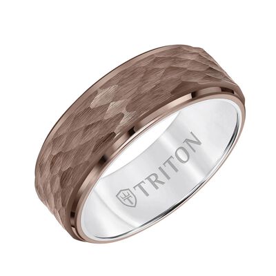 TRITON Comfort Fit Hammered Espresso Tungsten Band 8MM