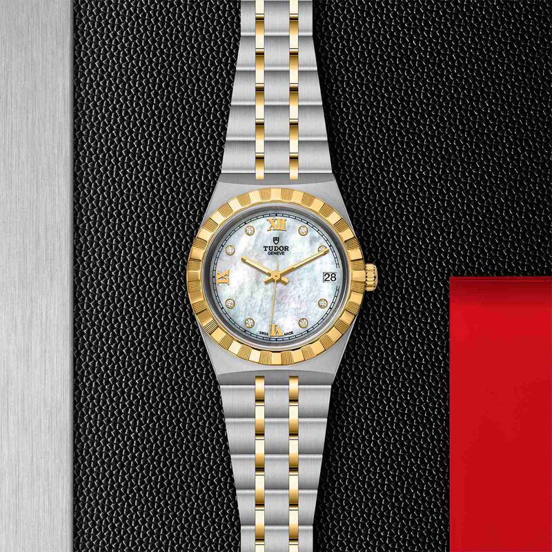 TUDOR Royal Watch Steel Case Gem Set White Dial Steel And Gold Bracelet, 34mm image number 4