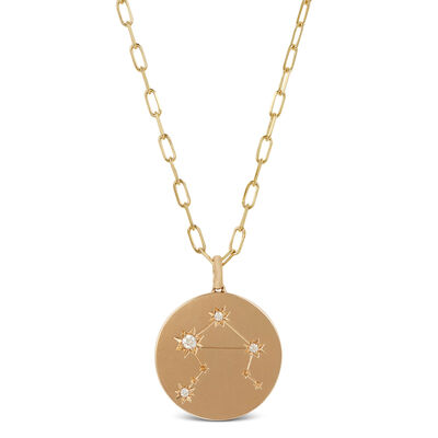 Ikuma Canadian Diamond Libra Zodiac Necklace, 14K Yellow Gold