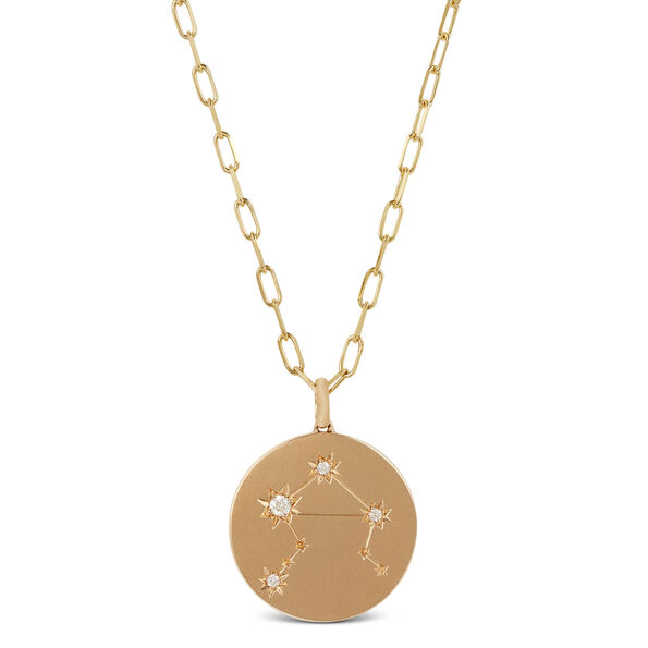 Ikuma Canadian Diamond Libra Zodiac Necklace, 14K Yellow Gold
