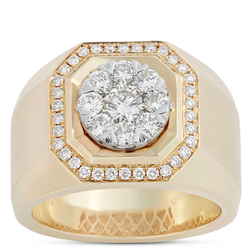 Diamond Cluster Halo Ring, 14K Yellow Gold image number 0