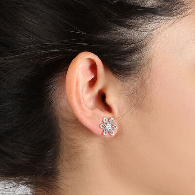 Floral Diamond Earrings 14K