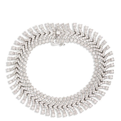 Elegant Multi-Row Diamond Bracelet, 10 Total Carat Weight, 14K White Gold