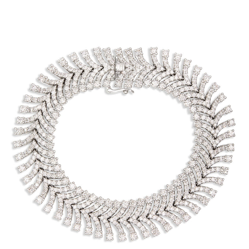 Elegant Multi-Row Diamond Bracelet, 10 Total Carat Weight, 14K White Gold image number 1