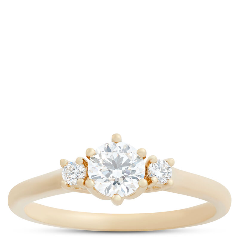Low Profile Round Diamond Engagement Ring, 14K Yellow Gold image number 0