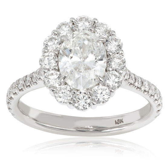 Oval Diamond Halo Engagement Ring 14K