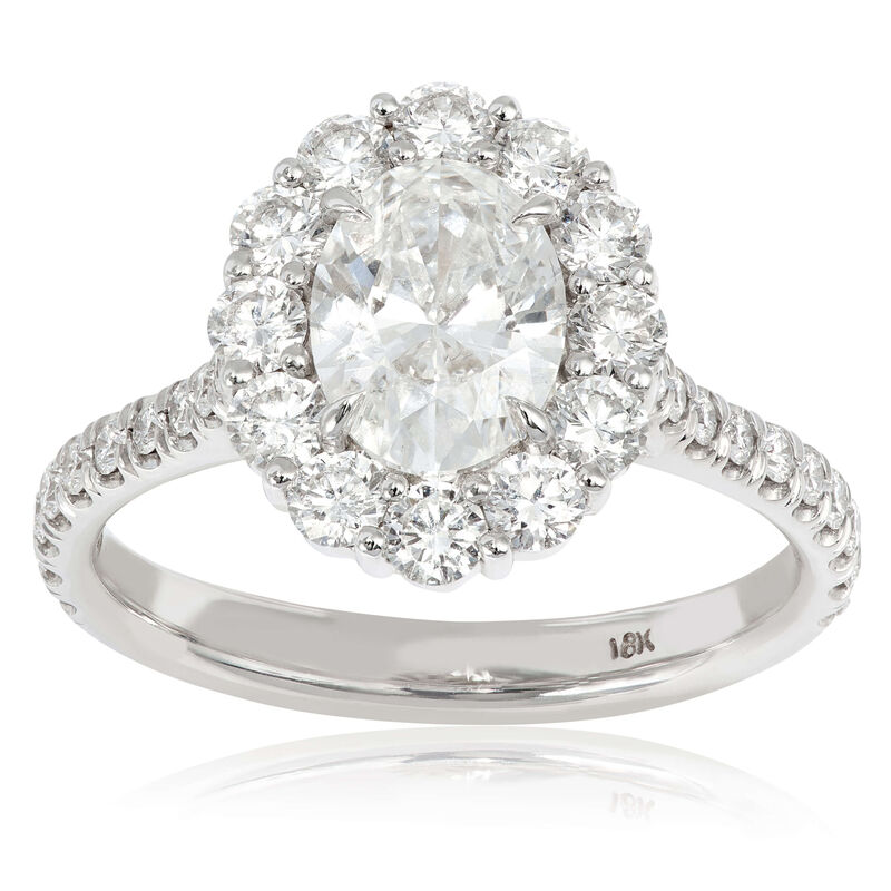 Oval Diamond Halo Engagement Ring 14K image number 0