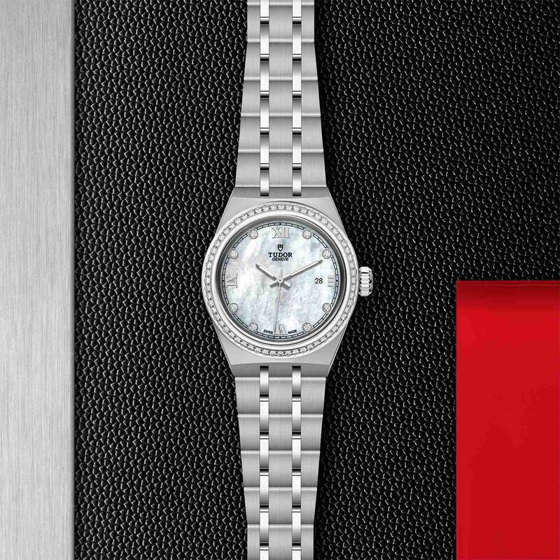 TUDOR Royal Watch Steel Case Gem Set White Dial Steel Bracelet, 28mm image number 3