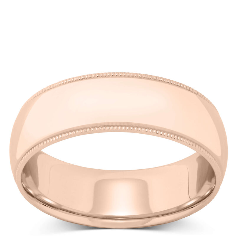 Rose Gold Polished Edge Milgrain Comfort Fit 7mm Band 18K image number 0