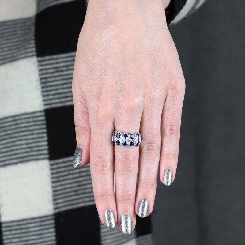 Beaded Twist Sapphire & Diamond Ring 14K image number 1