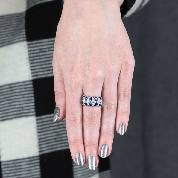 Beaded Twist Sapphire & Diamond Ring 14K