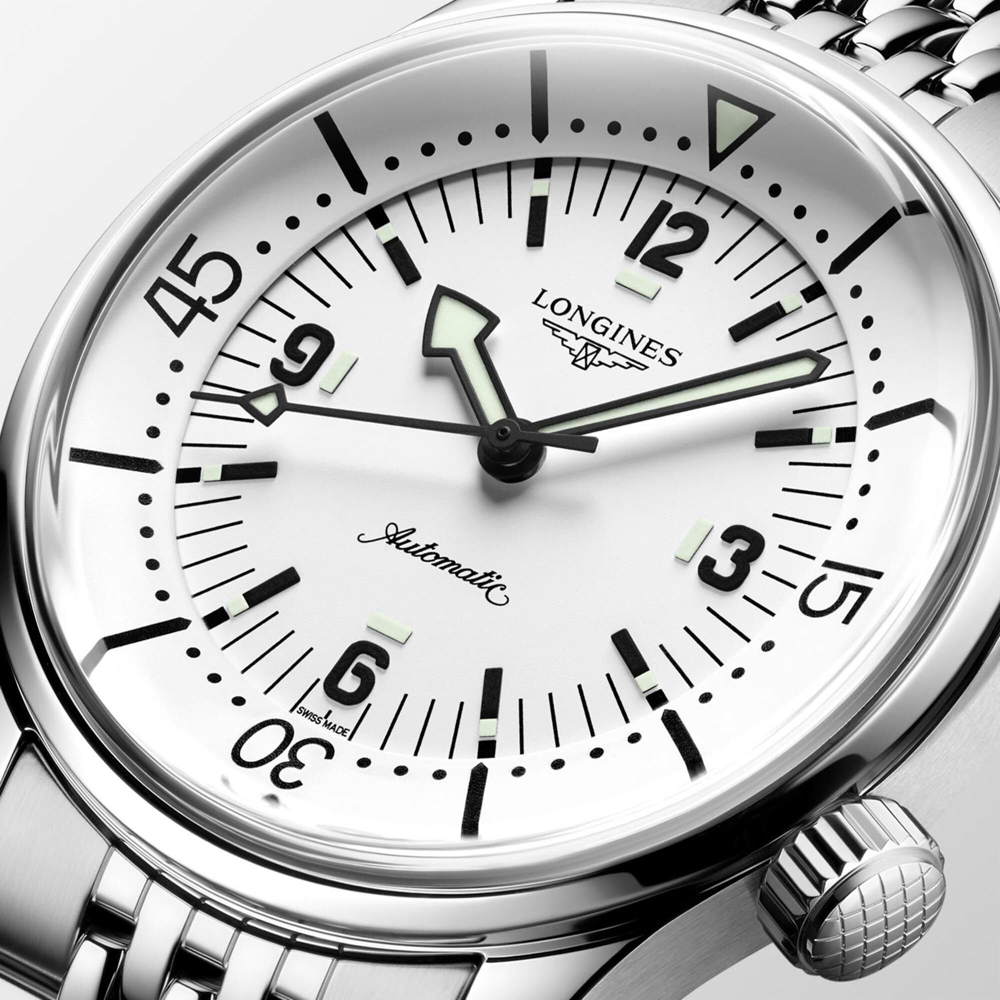 Longines Legend Diver White Dial Watch, 39mm