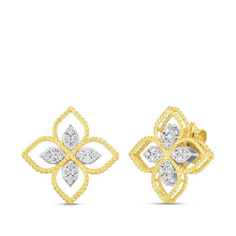 Roberto Coin Principessa Large Diamond Flower Earrings 18K