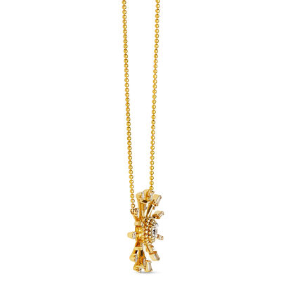 Sunlight Pendant Necklace with Round and Baguette Diamonds, &frac12; Carat Total Weight, 18K Yellow Gold