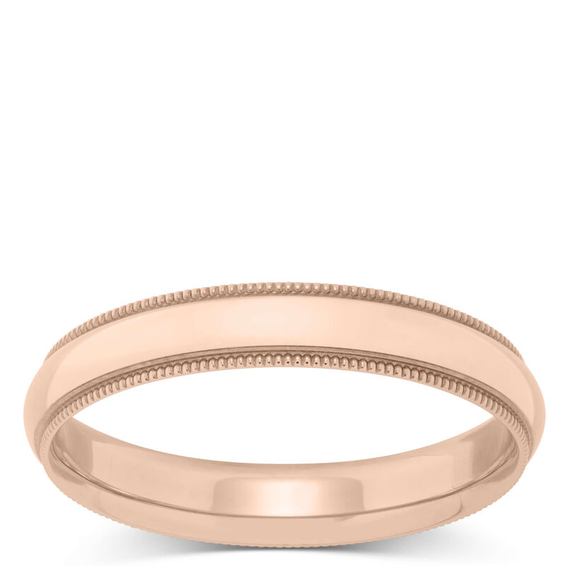 Rose Gold Polished Edge Milgrain Comfort Fit 4mm Band 18K image number 0
