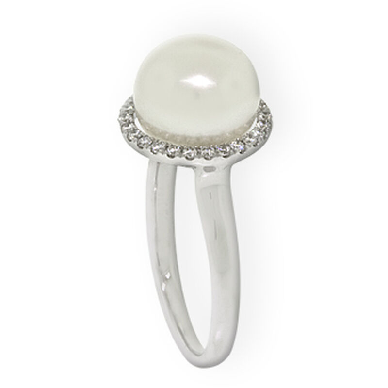 Freshwater Cultured Pearl & Diamond Ring 14K image number 5