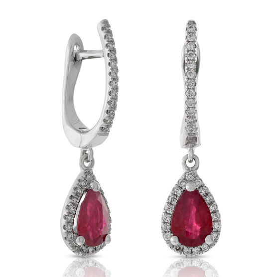 Ruby & Diamond Drop Earrings 14K | Ben Bridge Jeweler