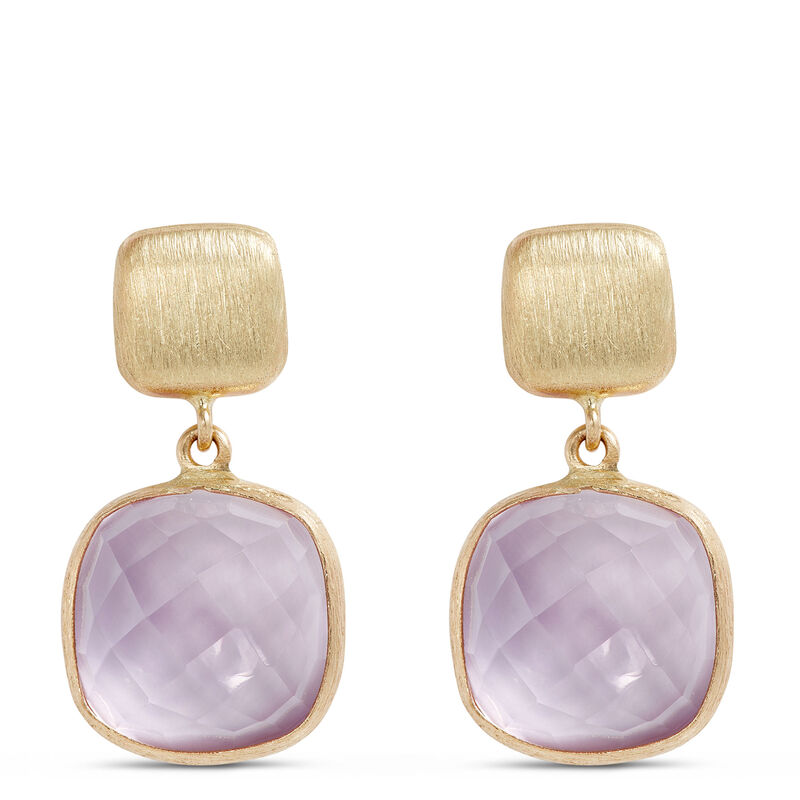 Toscano Cushion Amethyst Satin Drop Earrings, 14K Yellow Gold image number 0