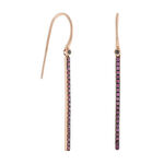 Rose Gold Pink Sapphire & Black Diamond Bar Drop Earrings 14K