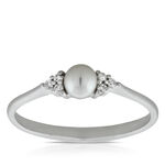 Cultured Freshwater Pearl & Diamond Ring 14K