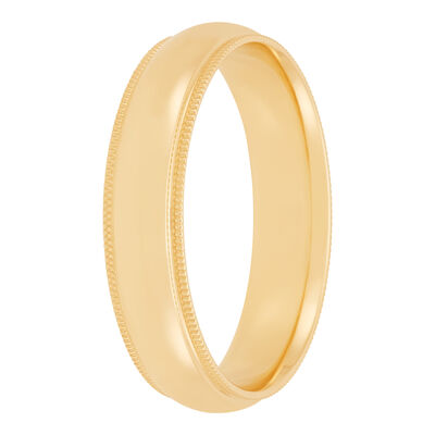 Yellow Gold Polished Milgrain Edge Comfort Fit 5mm Band 18K