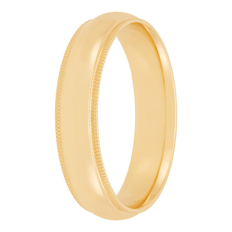 Yellow Gold Polished Milgrain Edge Comfort Fit 5mm Band 18K image number 1