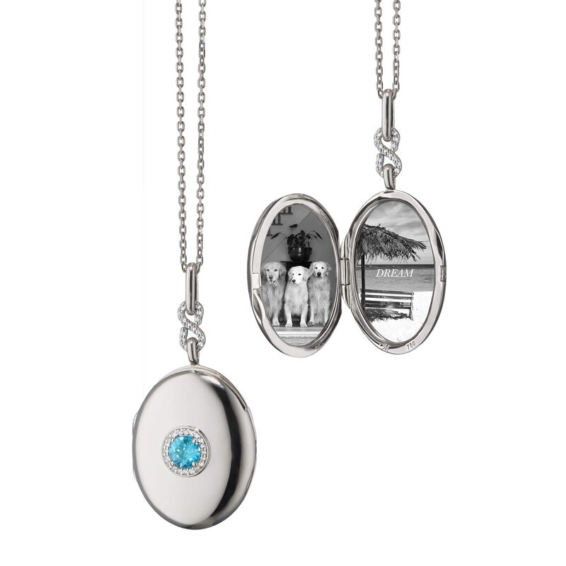 Monica Rich Kosann Blue Topaz Infinity Locket Necklace, Sterling Silver image number 0