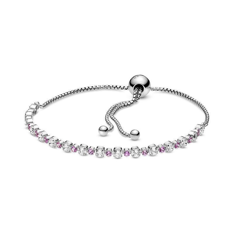 Pandora Pink Sapphire & Clear CZ Sparkle Slider Bracelet image number 0