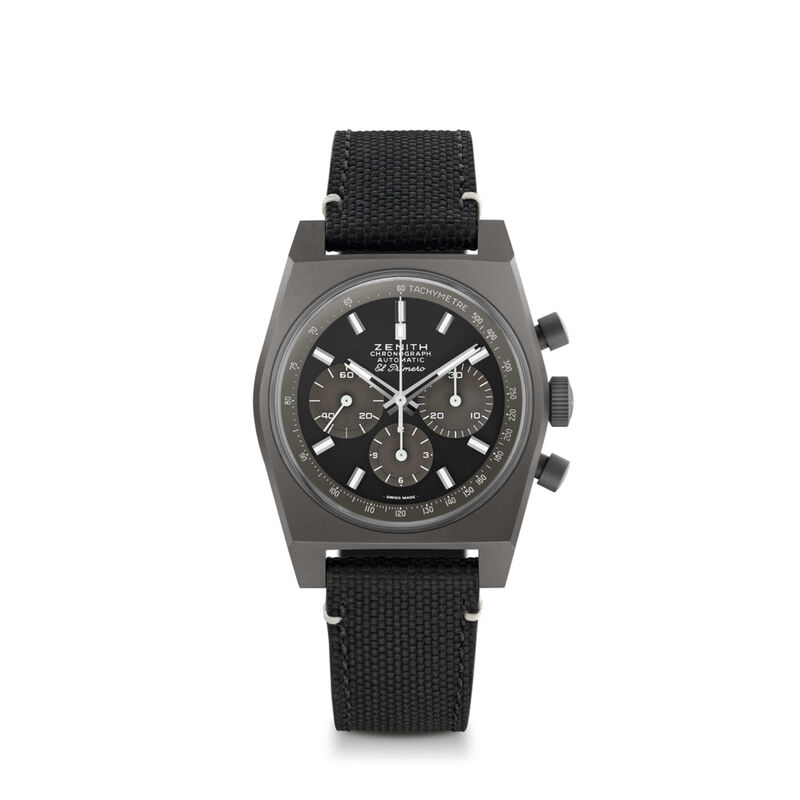 Zenith CHRONOMASTER Revival Shadow Watch Black Dial Black Rubber Strap, 37mm image number 0