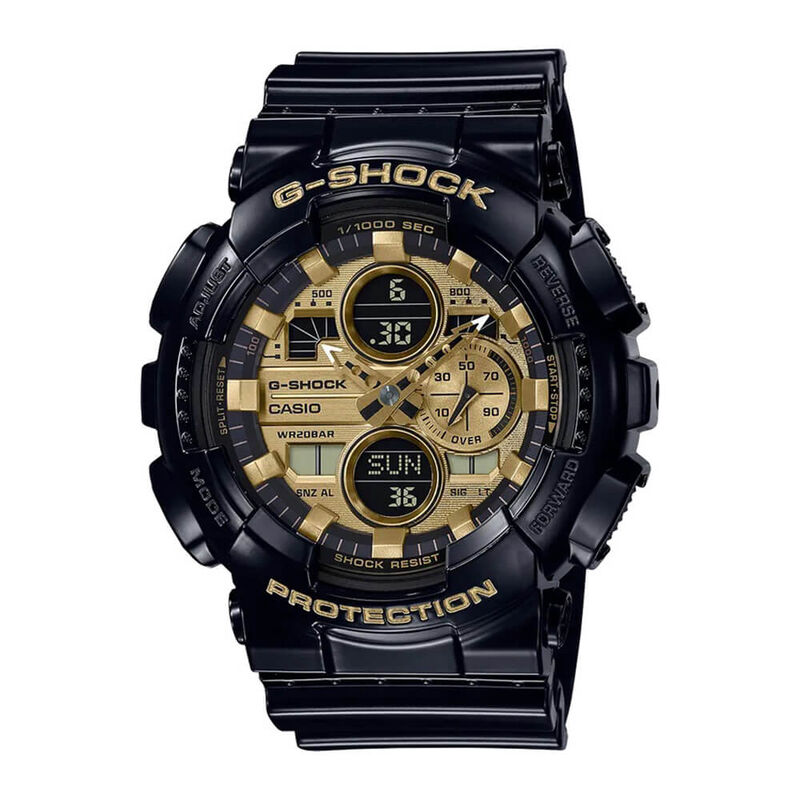 G-Shock Black Strap Gold PVD Dial Watch, 55mm image number 0