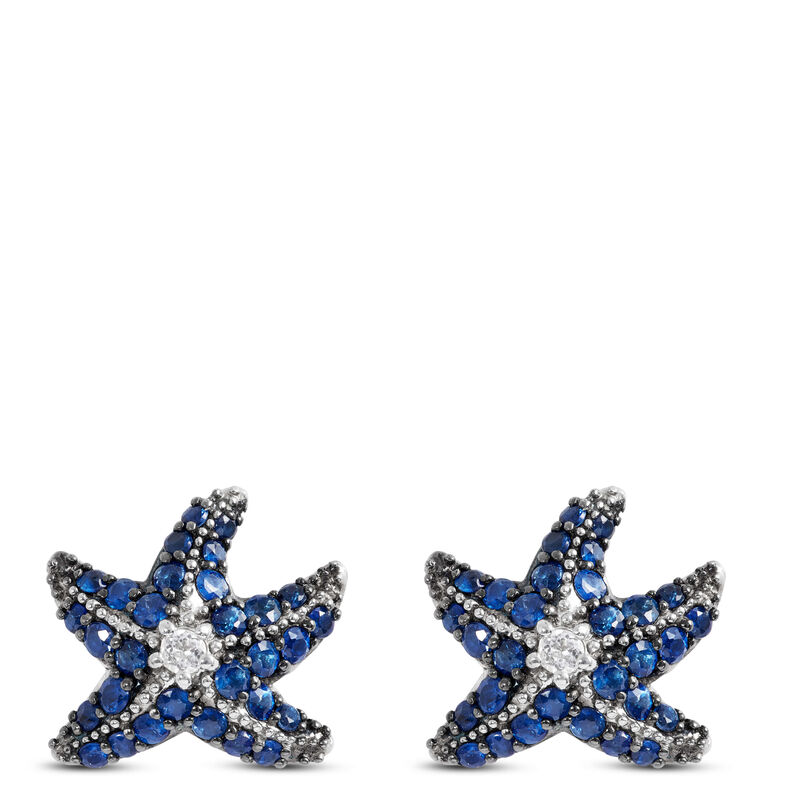 Lisa Bridge Sapphire & White Topaz Starfish Earrings image number 0