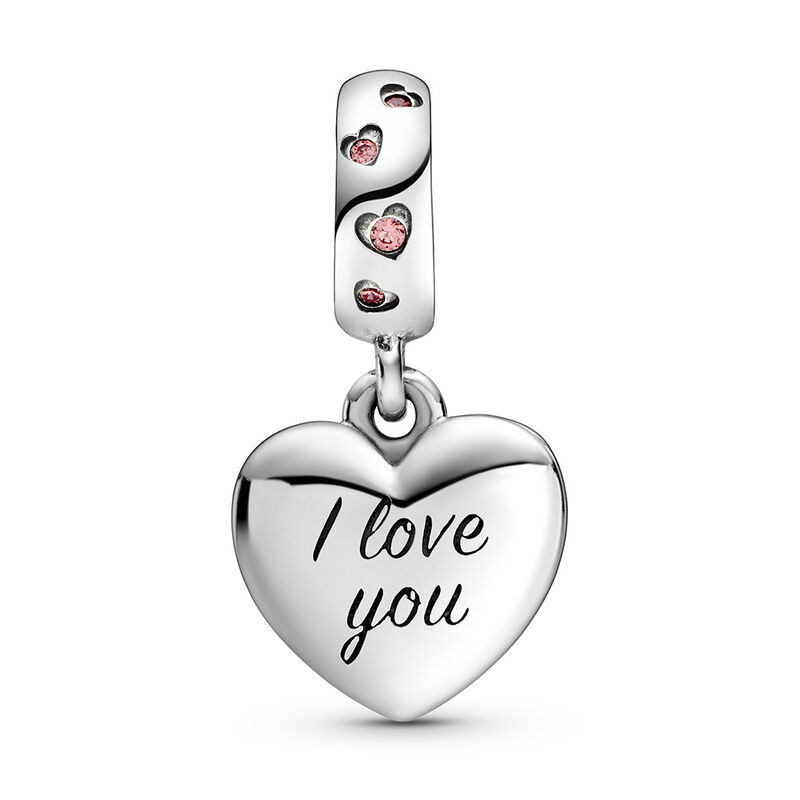 Pandora Mom Script Heart Enamel & CZ Dangle Charm image number 2