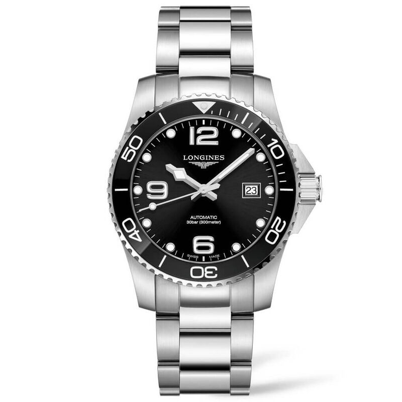 Longines HydroConquest Black Steel Automatic Date Watch, 41mm image number 0