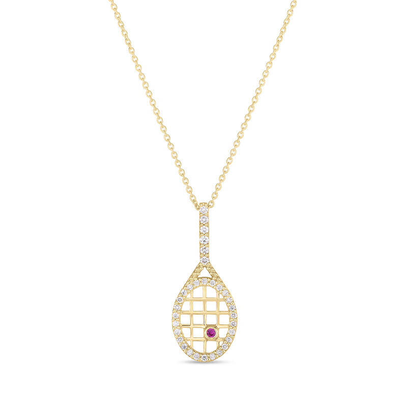 Roberto Coin 18K Yellow Gold Tiny Treasures Diamond Tennis Racket Necklace image number 0